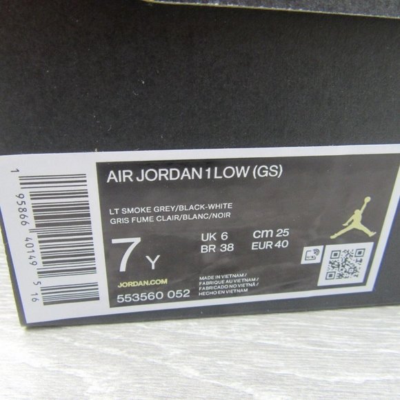 Air Jordan 1 Low GS Size 7Y Shadow Black Grey Shoes NEW - Picture 12 of 12
